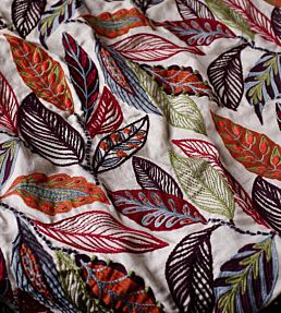 Forest Leaves Fabric by Mulberry Home Red/Plum