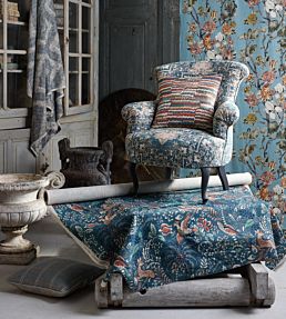 Faded Tapestry Fabric by Mulberry Home Blue / Stone