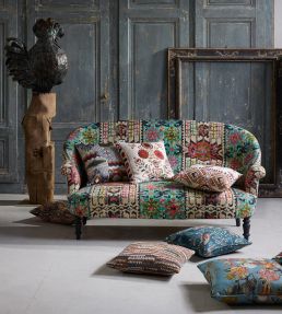 Kilver Fabric by Mulberry Home Indigo / Red