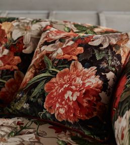 Floral Pompadour Velvet Fabric by Mulberry Home Red / Plum