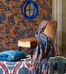 Mustak Fabric by Zoffany Wedgwood Blue / Silver