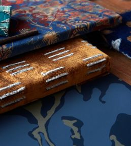 Mustak Fabric by Zoffany Wedgwood Blue / Silver