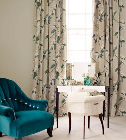 Oleander Fabric by Sanderson Orange/Teal