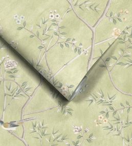 Chinoiserie Onism Mural by Woodchip & Magnolia Olive Green