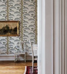 Palm Stripe Wallpaper by Josephine Munsey Clarke White