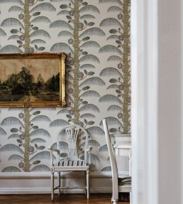 Palm Stripe Wallpaper by Josephine Munsey Clarke White