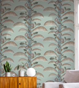 Palm Stripe Wallpaper by Josephine Munsey Radmoor Blue