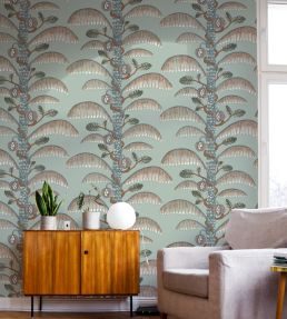 Palm Stripe Wallpaper by Josephine Munsey Radmoor Blue