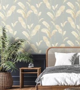 Pampas Grass Wallpaper by Brand McKenzie Cornflower Blue
