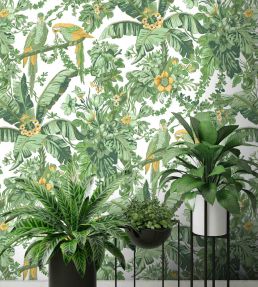 Parrot Talk Wallpaper by Woodchip & Magnolia Lush Green/White