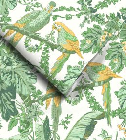 Parrot Talk Wallpaper by Woodchip & Magnolia Lush Green/White