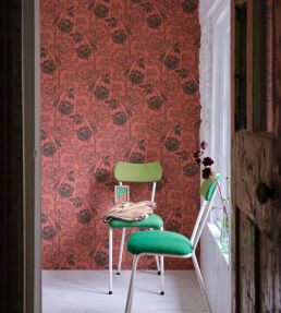 Peony Wallpaper by Farrow & Ball Red Earth / Salon Drab