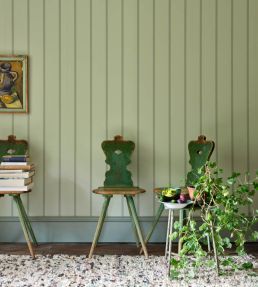 Petal Stripe Wallpaper by Farrow & Ball Pink Ground / Yeabridge Green