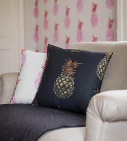 Pineapple Pillow 18 x 18" by Barneby Gates Gold On Charcoal