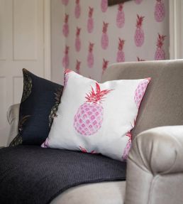 Pineapple Pillow 18 x 18" by Barneby Gates Pink/Red On Cream