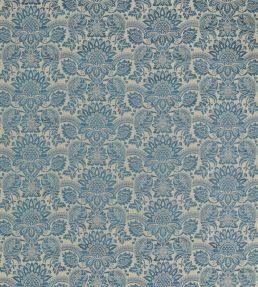 Pomegranate Brocatelle Fabric by Zoffany Wedgwood Blue