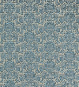 Pomegranate Brocatelle Fabric by Zoffany Wedgwood Blue