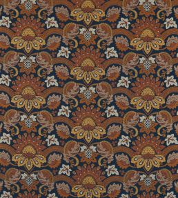 Pomegranate Velvet Fabric by Zoffany Indigo / Terracota