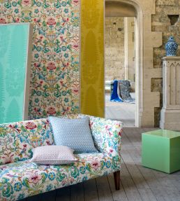 Pompadour Print Fabric by Zoffany Indigo