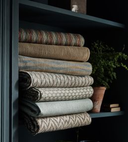 Popham Fabric in Blue/Indigo/Sage by Nina Campbell | Jane Clayton