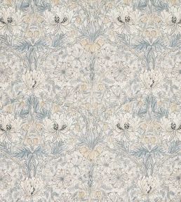 Pure Honeysuckle & Tulip Sheer Wide Width Fabric by Morris & Co Soft Blue/Linen