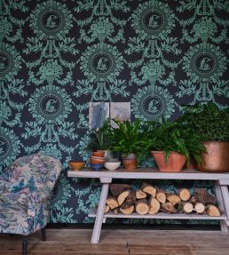 Purnon Wallpaper by Farrow & Ball Off-Black / Arsenic