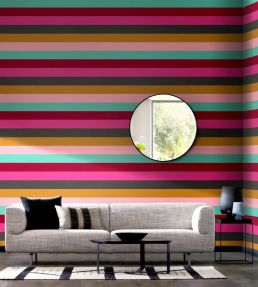 Rainbow Bloc Wallpaper by Ohpopsi Hot Magenta