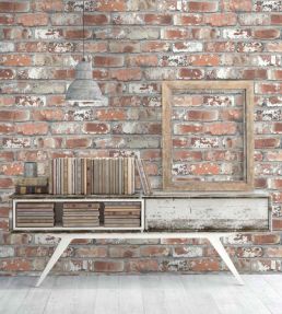 Real Red Brick Wallpaper by Woodchip & Magnolia Red