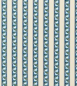 Red Car Stripe Fabric by Morris & Co Indigo/Linen