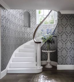Riverside Damask Wallpaper by Sanderson Oyster/Pearl