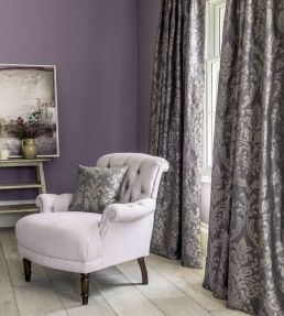Riverside Damask Fabric by Sanderson Silver