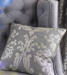 Riverside Damask Fabric by Sanderson Silver