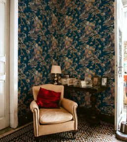Sacred Pheasants Wallpaper by Coordonne Sapphire