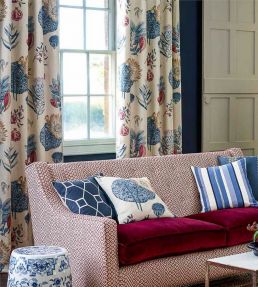 Lily Bank Fabric by Sanderson Ruby / Indigo