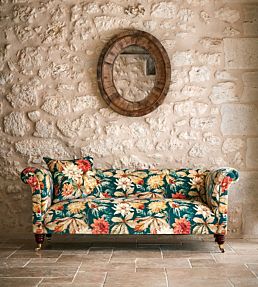 Dahlia And Rosehip Velvets Fabric by Sanderson Mulberry / Grey