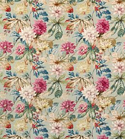 Dahlia And Rosehip Velvets Fabric by Sanderson Mulberry / Grey