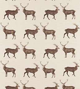 Evesham Deer Fabric by Sanderson Linen / Chalk