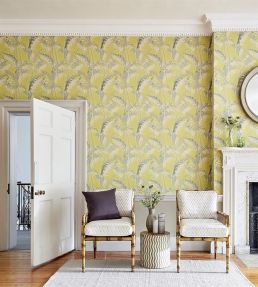 Palm House Wallpaper by Sanderson Chartreuse/Grey