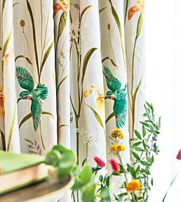 Kingfisher And Iris Fabric by Sanderson Azure/Linen