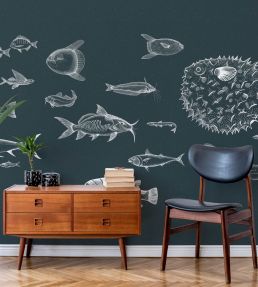 Sea Current Mural by Coordonne Navy