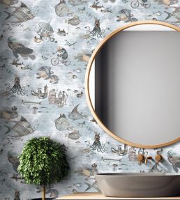 Sea Life Wallpaper by Brand McKenzie Aqua & Sand
