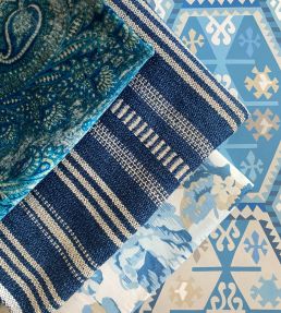 Signal Stripe Fabric by Mulberry Home Indigo