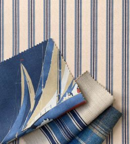 Somerton Stripe Wallpaper by Mulberry Home Indigo