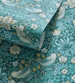 Strawberry Thief Wallpaper by Clarke & Clarke Teal