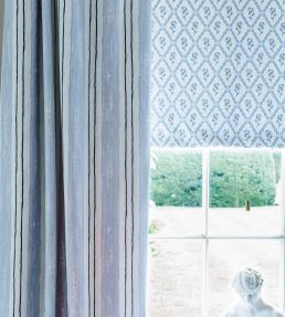 Strawberry Trellis Fabric by Barneby Gates China Blue