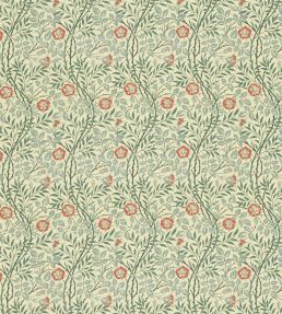Sweet Briar Fabric by Morris & Co Green/Coral