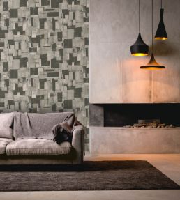 Cubist Wallpaper by Threads Charcoal