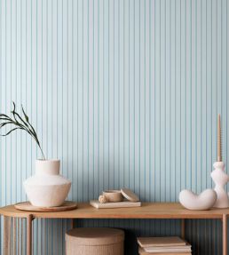 Ticking Stripe Wallpaper by Ohpopsi Seafoam