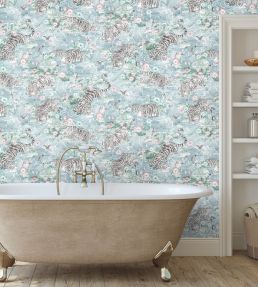 Tiger Lily Wallpaper by Brand McKenzie Arctic Blue & Pink