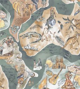 Travel Map Wallpaper by Brand McKenzie Clay & Khaki